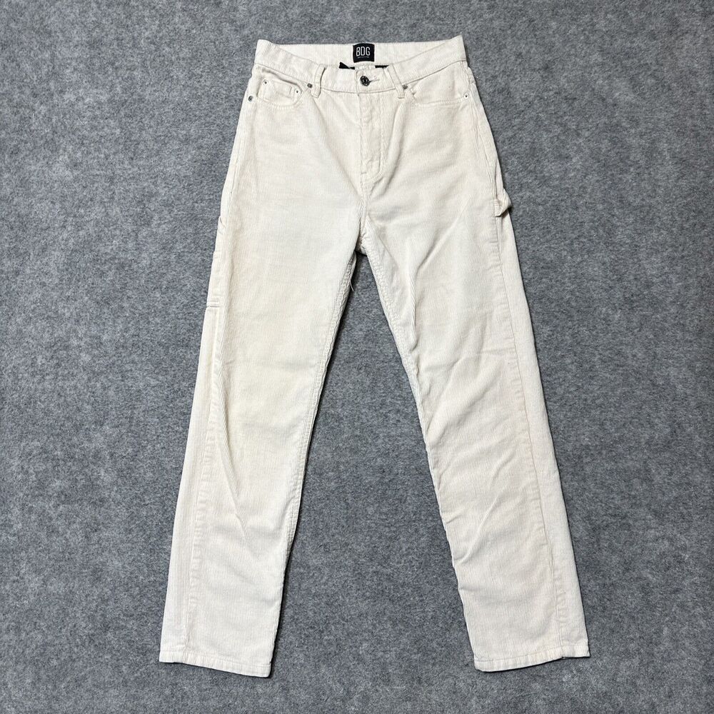 BDG Corduroy Carpenter Slim Straight Jeans Women's Size 26 Cream White